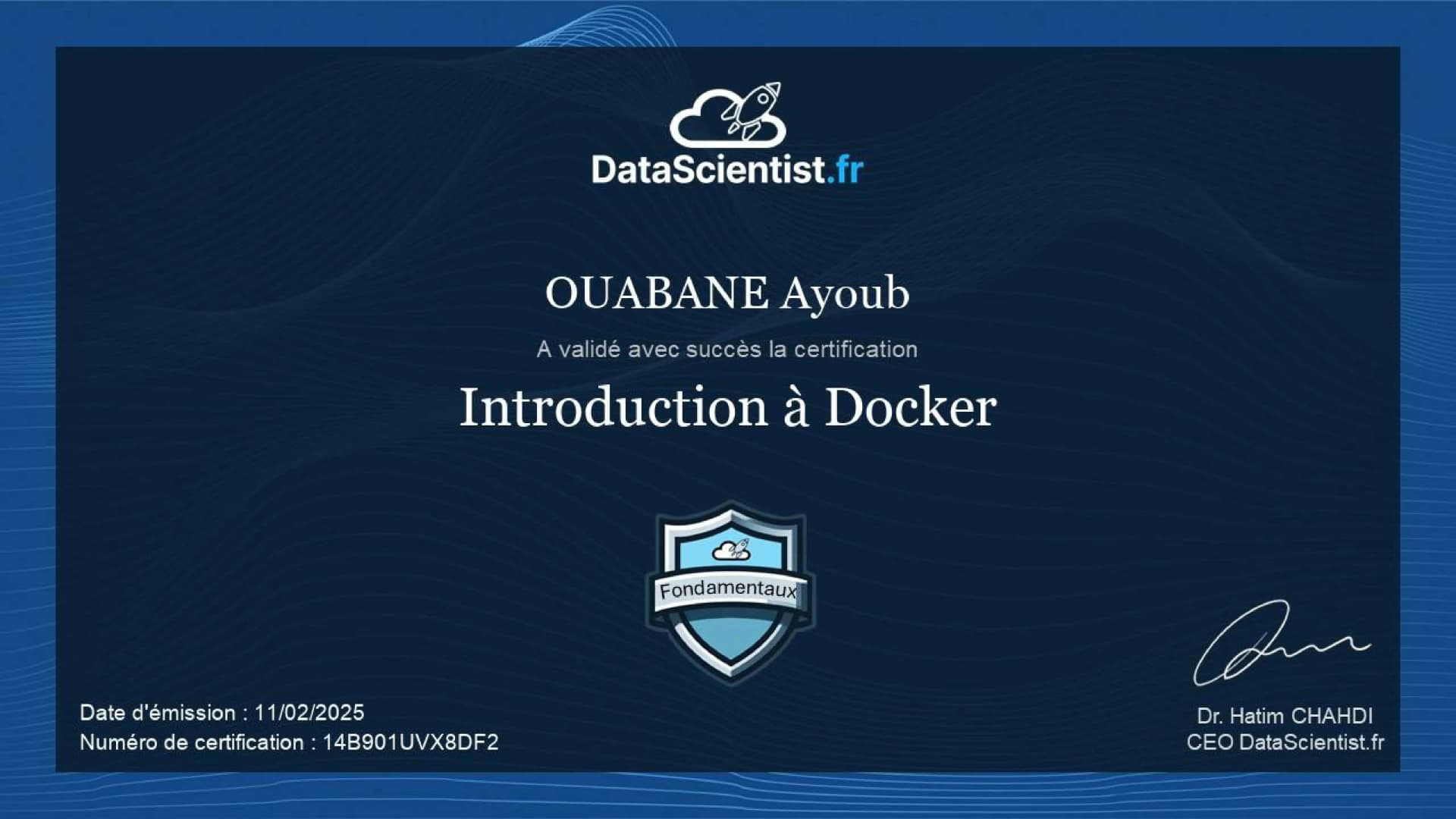 Certificat de OUABANE Ayoub
